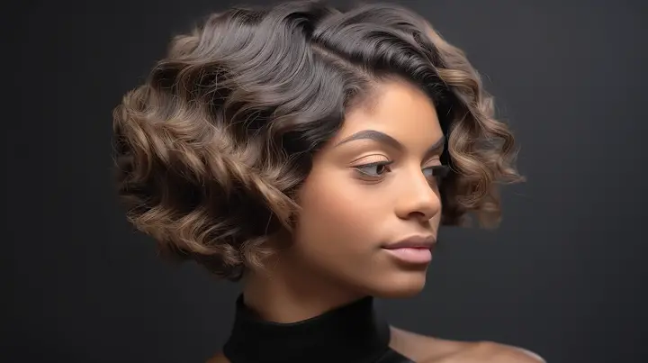 Short Vintage Side Parted Curly Bob Hair