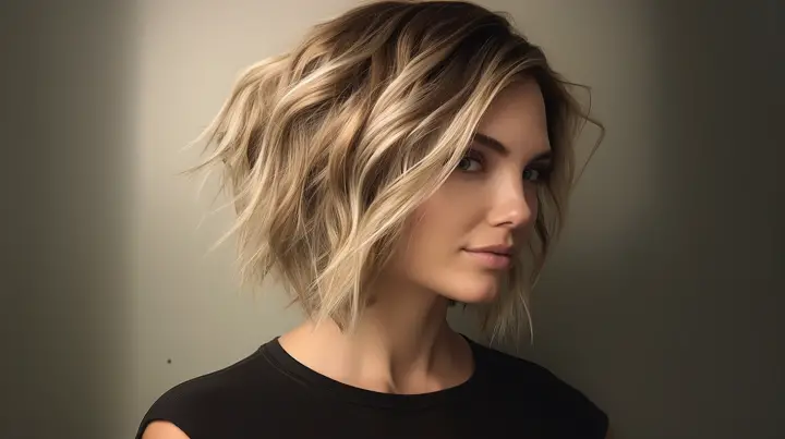 Short Wavy Bob Hair with Long Edgy Layers