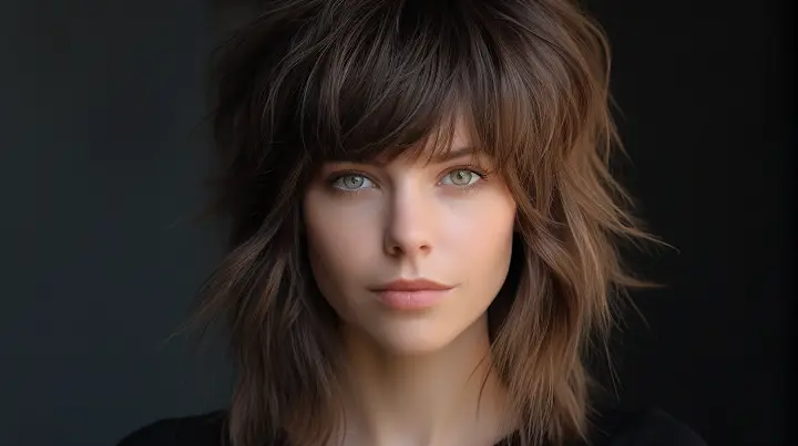 Textured Hairstyle with Feathery Bangs