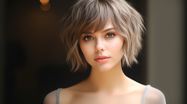 Textured Short Hair with Front Bangs