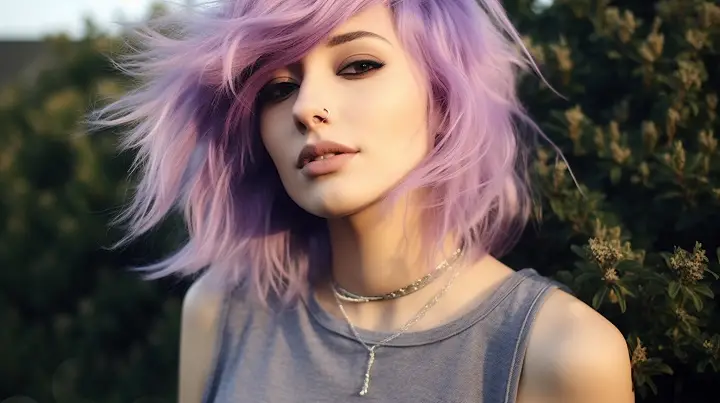 Shaggy Lavender Bob Scene Haircut