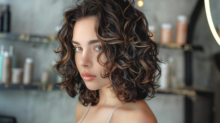 Brown U-Cut Hair With Curls