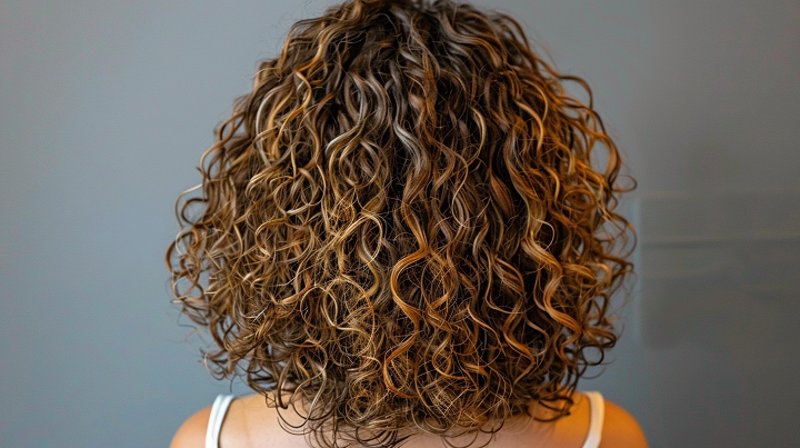 Curly Brown U-Cut Hairstyle With Highlights