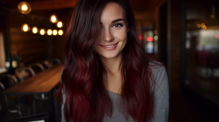 Dimensional Dark Red and Brown Wine Hair