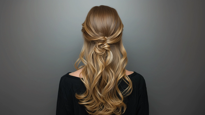 Half-Up Braided V-Cut Hair