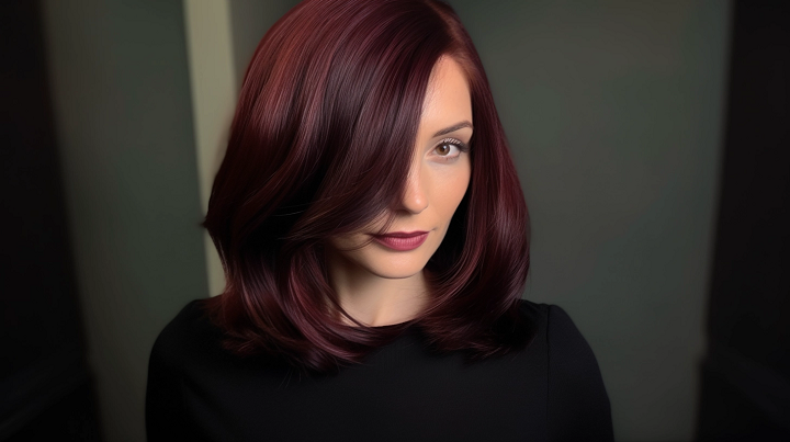 Medium-Length Dark Brownish Red Hair