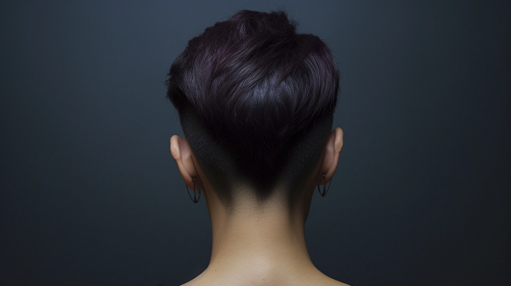 Short Black V-Cut Hairstyle With Nape Undercut