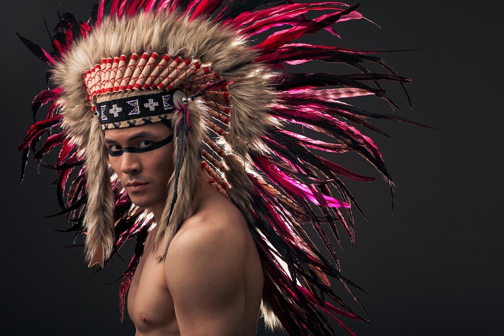 Indian Man with Traditional Native American Make up
