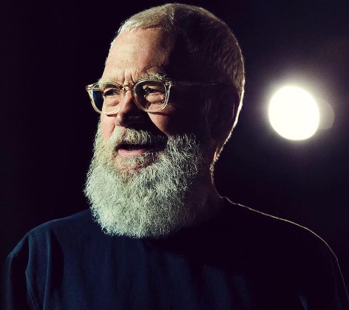 David Letterman Wearing a White Beard and Mustache