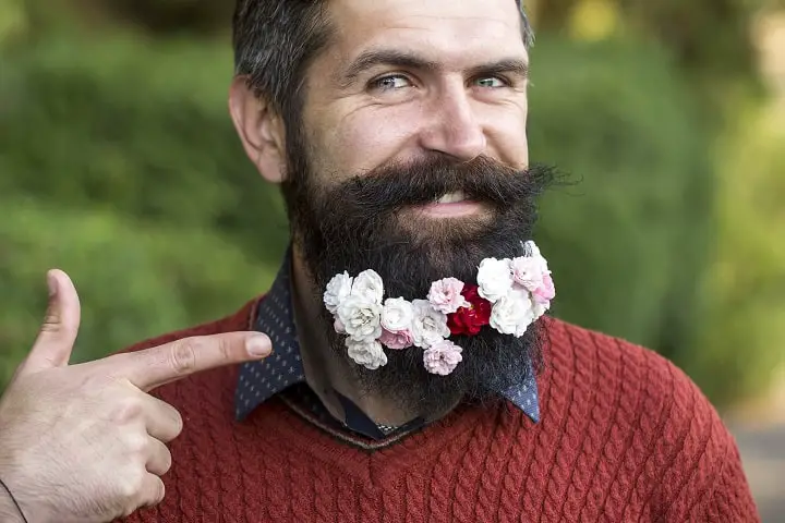 Man With Flowers on Beard