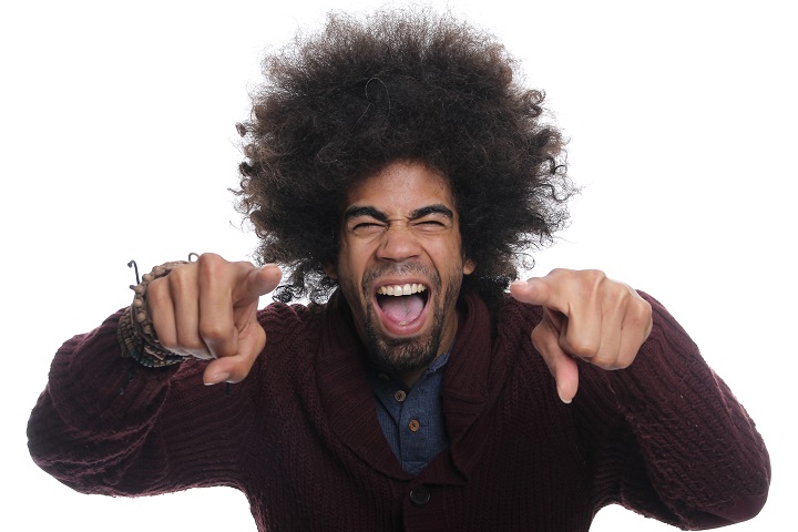 Screaming Black Man With Puffy Hair