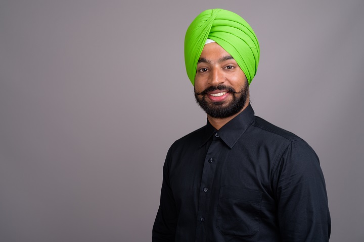  Sikh Man Wearing Green Turban