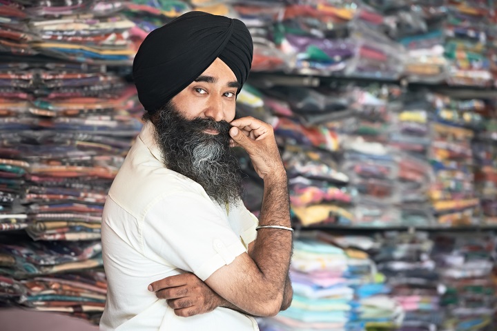 Sikh Man Wearing Black Turban
