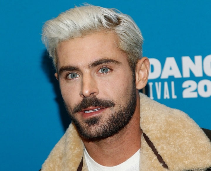 Zac Efron With Bleached Hair and a Beard