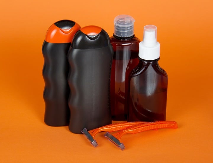 Beard Care Products on an Orange Background