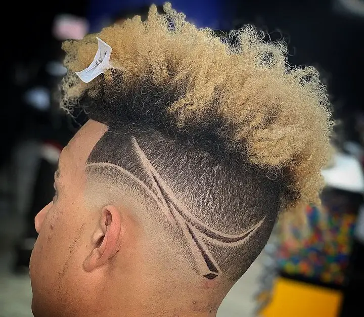 Curly Bleach Top Hair With Signature Cuts Fade