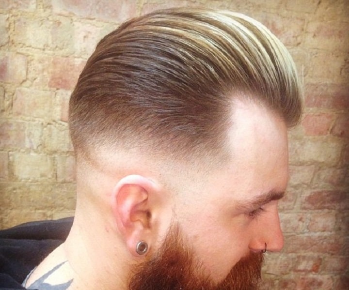 Low Shadow Fade With Brushed Hair Back
