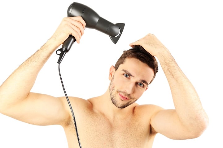 Drying Hair With Men's Hairdryer