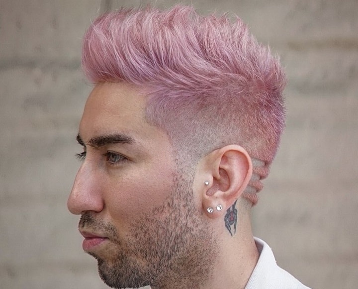Pink Short Haircut Fade unprofessional hairstyles men