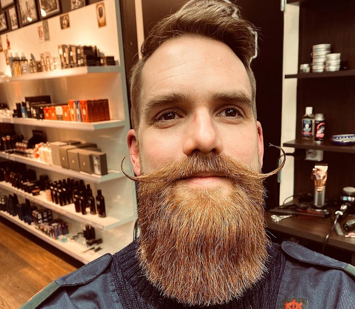 The Handlebars Longer Beard Style