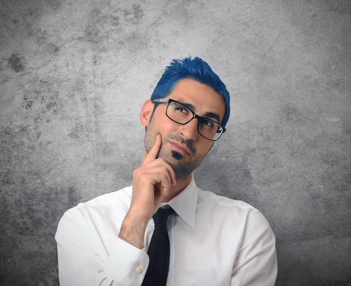 Businessman With Short Blue Hair and Glasses